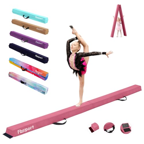 FBSPORT 300CM Faltender Schwebebalken, Gymnastik Balance Balken, Gymnastikboden Balken, Beflockungsschicht Balancierbalken, Balance Fitness Ausrüstung für Kinder