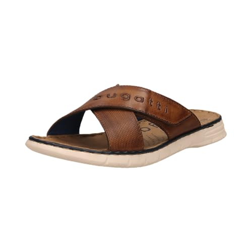 bugatti man Herren Slipper, Männer Mules, Wechselfußbett,Schlupfschuhe,schluepfschuhe,Loafer,Freizeit,leger,Slip-ons,Men,Cognac (6300),43 EU/EU UK