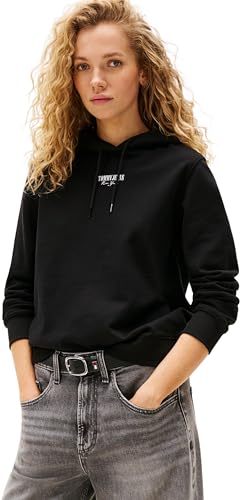 Tommy Jeans Damen Pullover Hoodie, Schwarz (Schwarz), XL