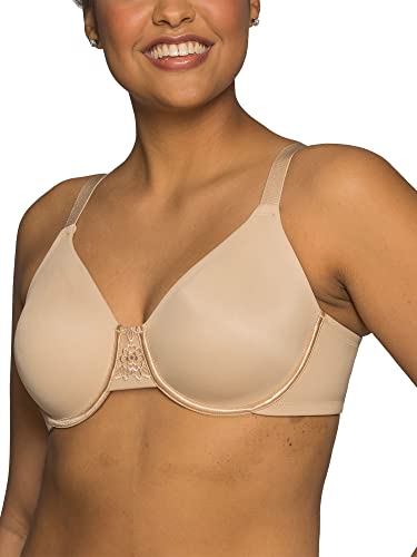 Vanity Fair Damen Beauty Rückenglättung, minimiert Brustlinie bis zu 3,8 cm, Nicht gepolsterte Körbchen bis Höhe Minimizer-BH, Undurchsichtige, Damast neutral, 75FF