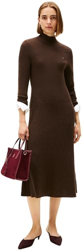 Tommy Hilfiger Damen Pullover-Kleid Soft Wool Midi-Länge, Braun (Dark Coffee), XXL