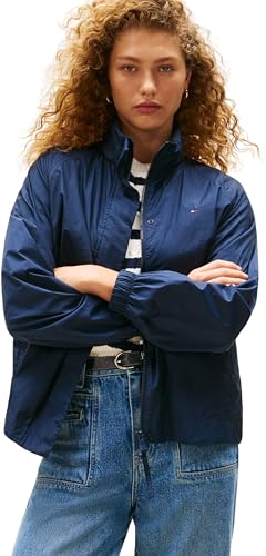 Tommy Hilfiger Damen Windbreaker Jacke Nylon Packable mit Reißverschluss, Blau (Dark Night Navy), XL