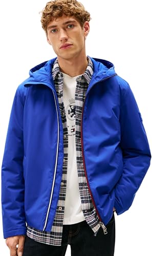 Tommy Hilfiger Herren Windbreaker Jacke Hooded Leicht, Blau (Wedge Blue), XL