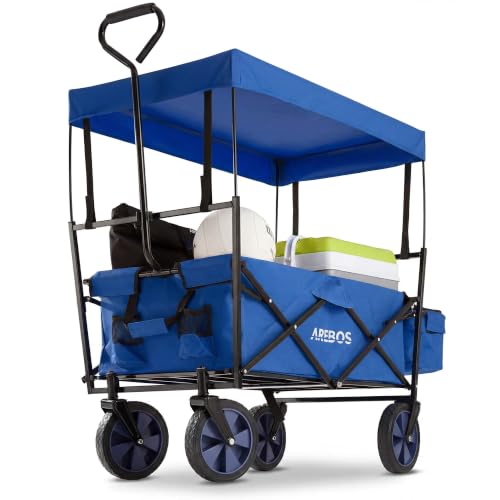 Arebos Bollerwagen faltbar mit Dach | Handwagen | Transportwagen | faltbar