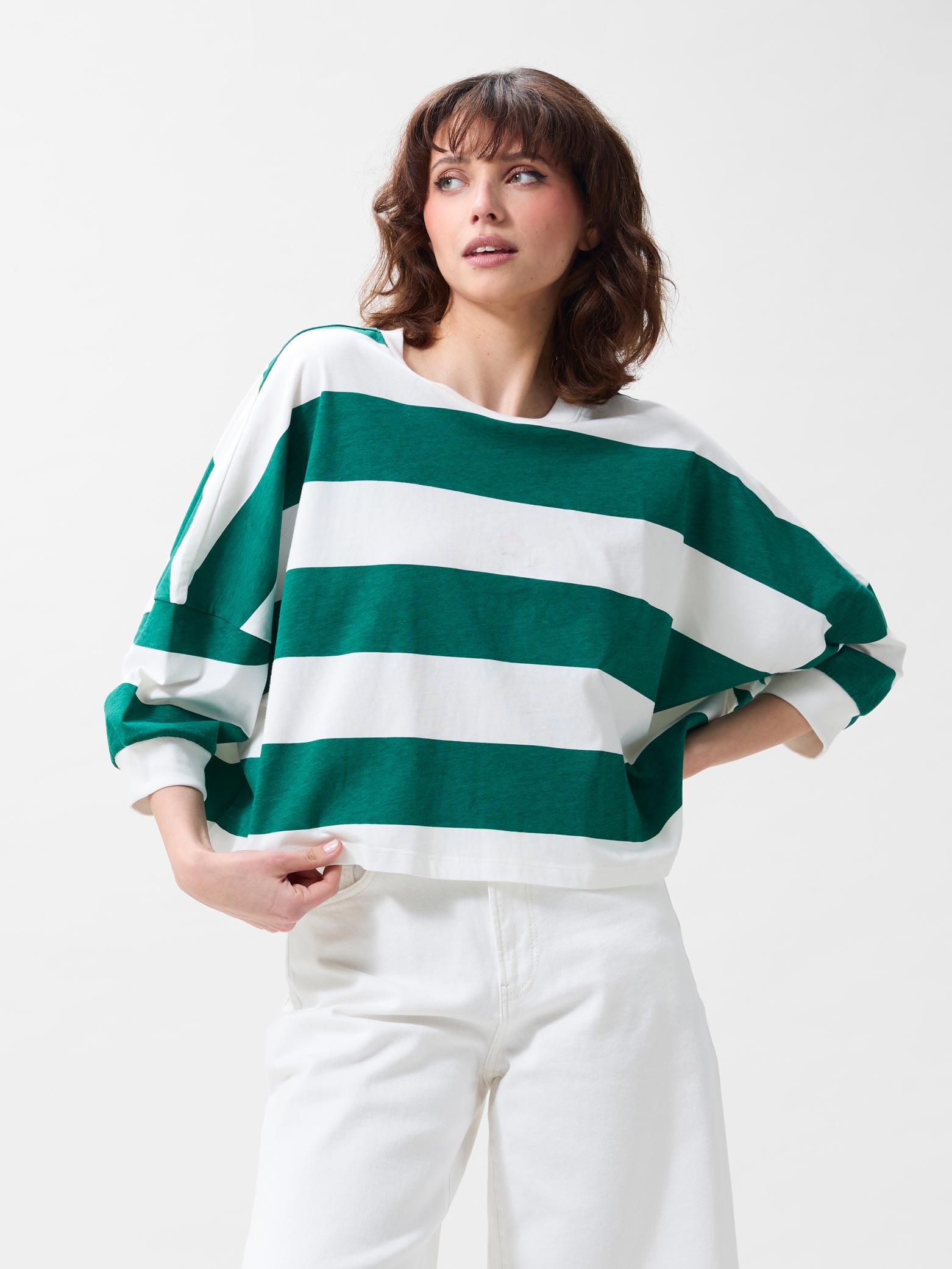 Oversized bold striped Tshirt | Wild Green