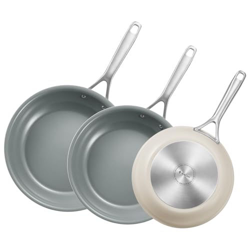 BLAZANT Pfannenset 3-teilig Bratpfanne Induktion 20, 24 und 28cm, Pfannen Induktionsgeeignet für Alle Herdarten, Keramikpfanne Induktionspfanne Antihaftschicht, PTFE-, PFOA- und PFAS-frei Backofenfest
