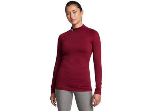 Under Armour ColdGear Authentics Damen Mock Neck, (626) Cardinal/White, X-Groß