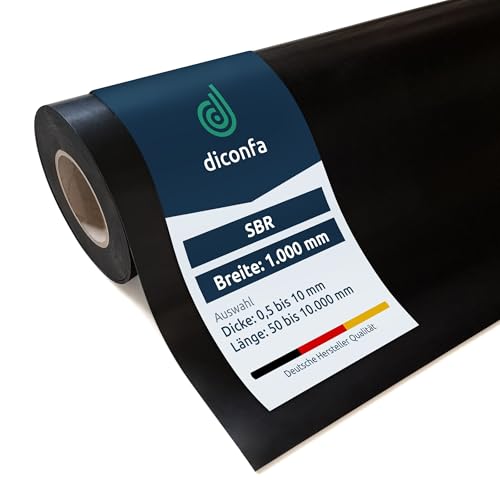diconfa Gummimatte SBR 1000mm 100cm 1m BREIT, 1100mm LANG, 15mm STARK
