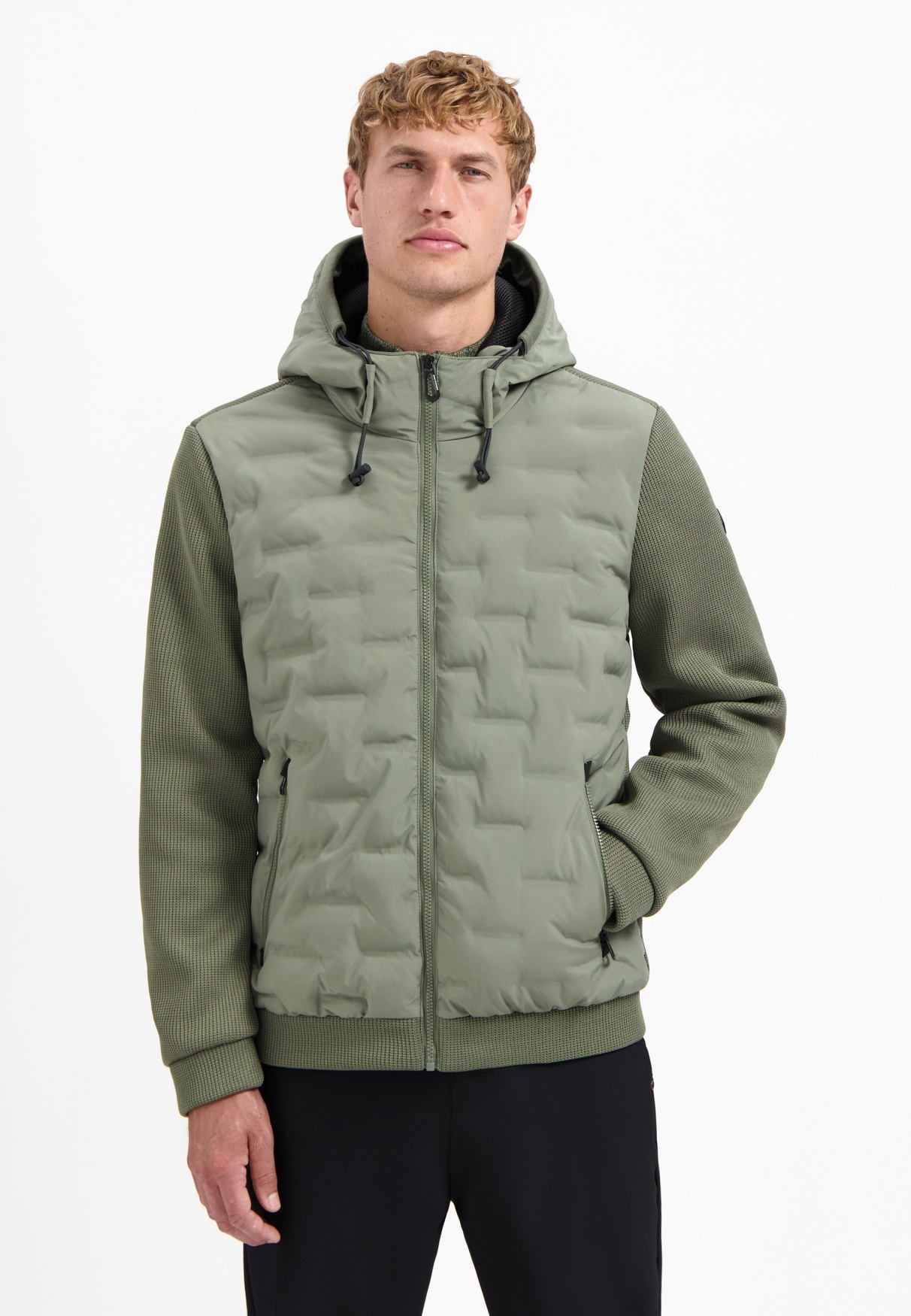 No Excess Jacket Short Fit Sealed Hooded Knitted Mix Steel (29630819SN - 123)