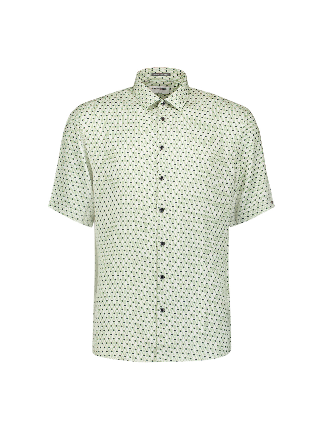 No Excess Korte Mouw Overhemd Stretch Allover Printed Green (31490341 - 050)