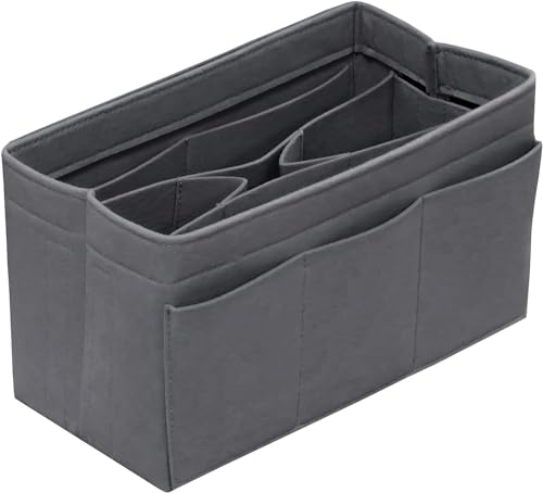 DailyPlus Taschenorganizer-Einsatz, Taschenorganizer aus Filz, für Tote Bag, Handtasche, 14 Fächer, Grau, Größe S