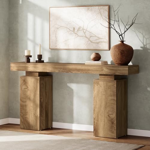 Tribesigns 160 cm Langer Konsolentisch, Bauernhaus Eingangstisch hinter der Couch, Holz Foyertisch, Eingangsstation, Moderne Flurtisch Akzent-Möbel für Wohnzimmer-Dekor, Eingang (‎Natürliches)