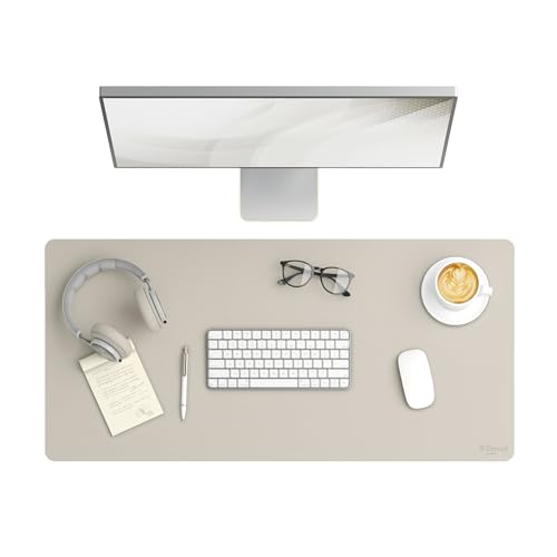 Smead Schreibtischunterlage, veganes Leder, Schreibtischunterlage mit rutschfester Unterseite aus Wildlederimitat, perfekter Schreibtisch-Organizer für Bürodekoration, 91,4 x 43,2 cm groß, Sandstein
