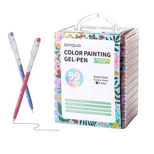 languo Gelstifte für Erwachsene, 99 Farben, Farbstifte, Marker, Zeichnen, Kritzeln, Journaling, Kunstbedarf und Bastelarbeiten