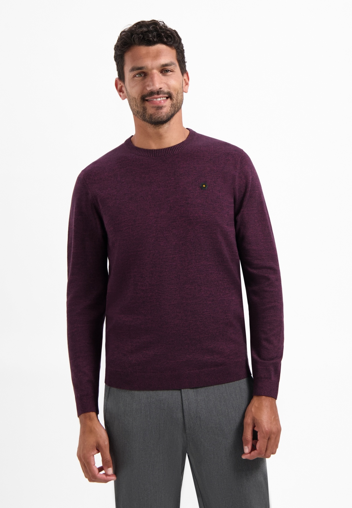 No Excess Pullover Crewneck 2 Coloured Melange Dark Wine (29210880SN - 164)