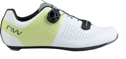 Northwave Storm Carbon Rennradschuhe Herren – Carbon Road Schuhe mit SLW3, Weiss Matcha 38