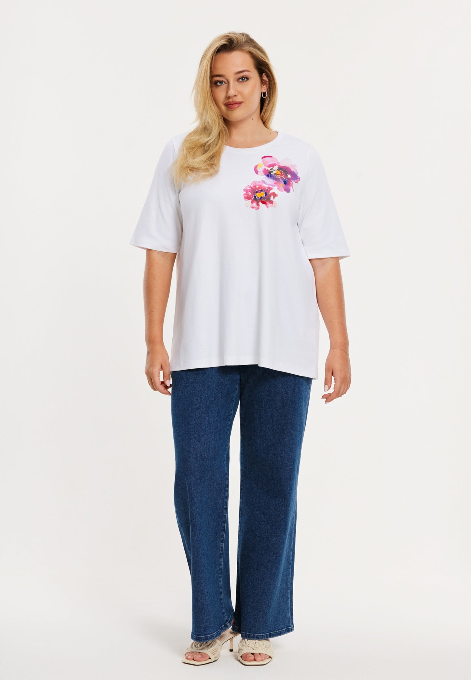 T-shirt met bloemen COTTON