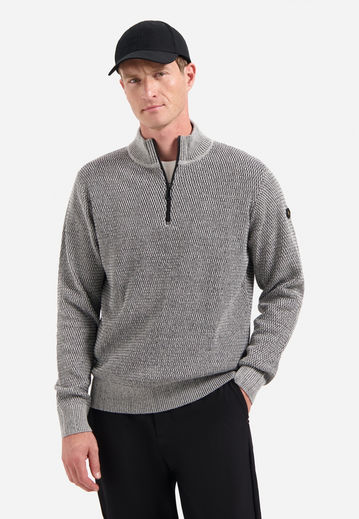 No Excess Pullover Half Zipper 2 Coloured Melange Grey (29230904SN - 102)
