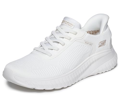Skechers Damen Bobs Squad Chaos Current Muse Slip-InTurnschuhe, Off White Textile, 35 EU Large