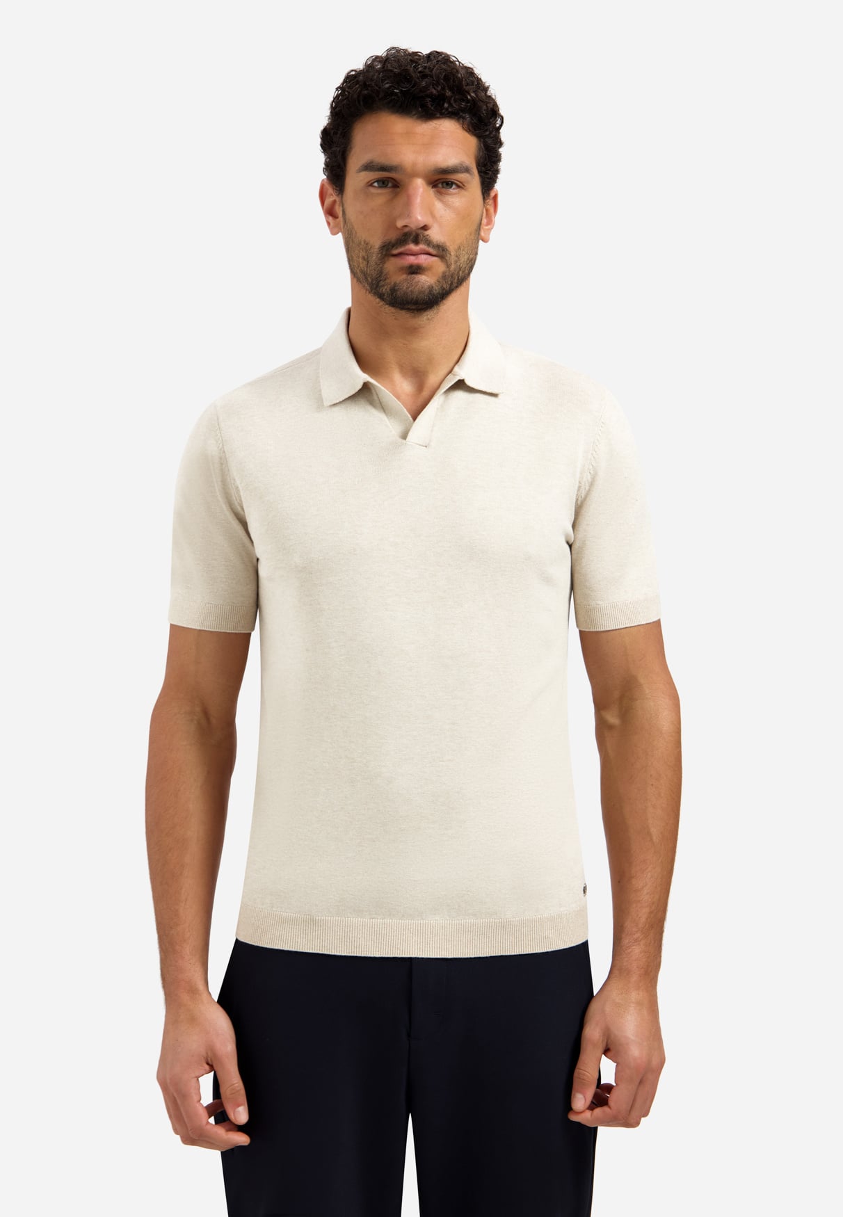 No Excess Pullover Short Sleeve V-Polo Melange Desert (31220292SN - 045)