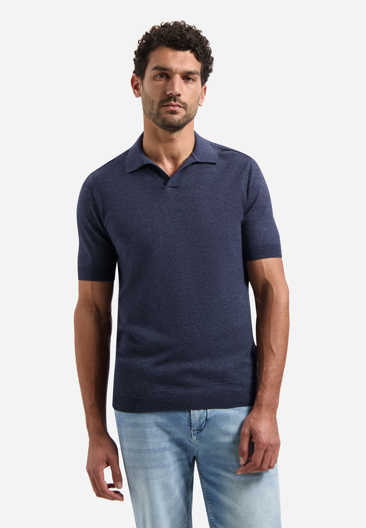 No Excess Pullover Short Sleeve V-Polo Melange Night (31220292SN - 078)