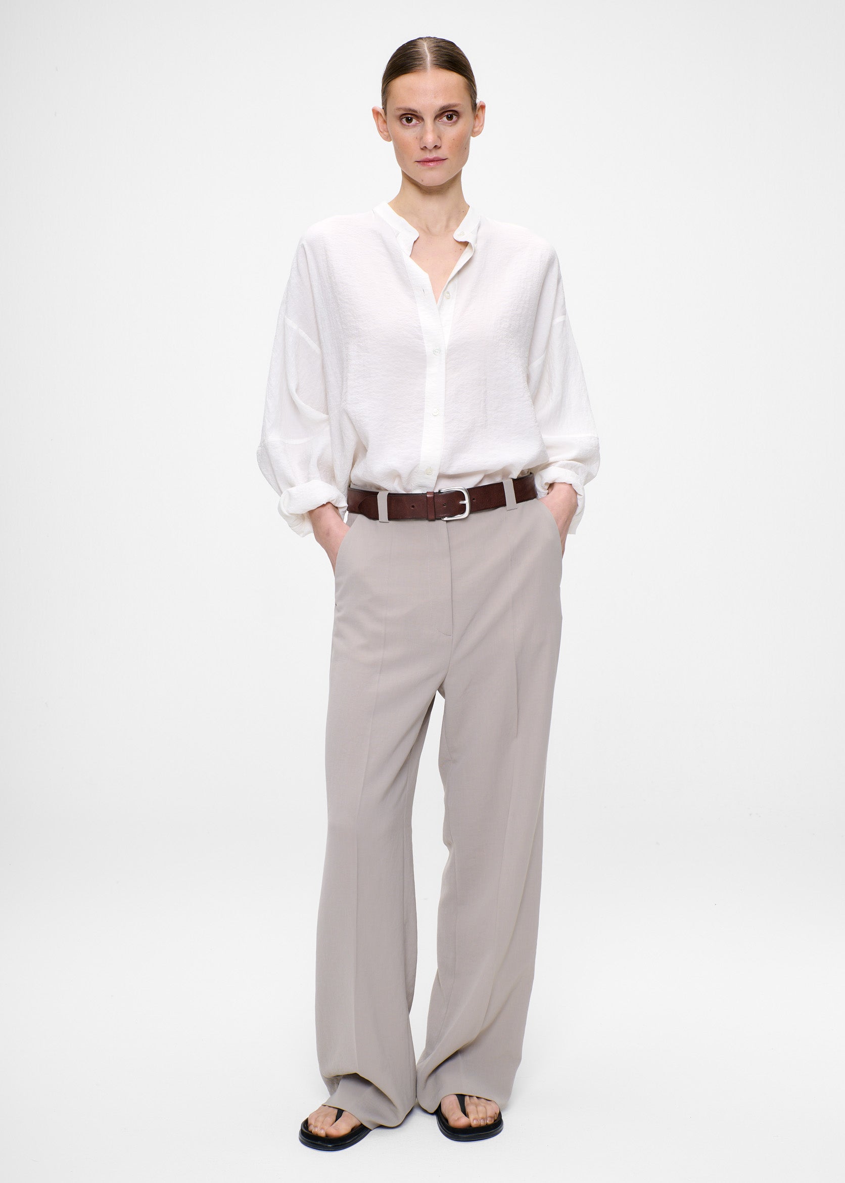 SILK NYLON WIDE SLEEVE SHIRT