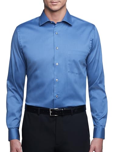 Van Heusen Herren Dress Shirt Regular Fit Flex Collar Stretch Solid Smokinghemd, Dusty Blue, S Hals 37 cm, Ärmel 81/84 cm