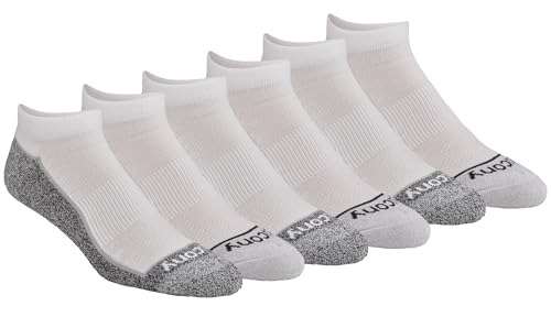 Saucony RunDry Herren-Socken, Netzstoff, belüftet, bequeme Passform, unsichtbar, erhältlich in M-XXL (6, 12, 18 Paar), Fleckenresistent, Weiß, 6 Paar, Large