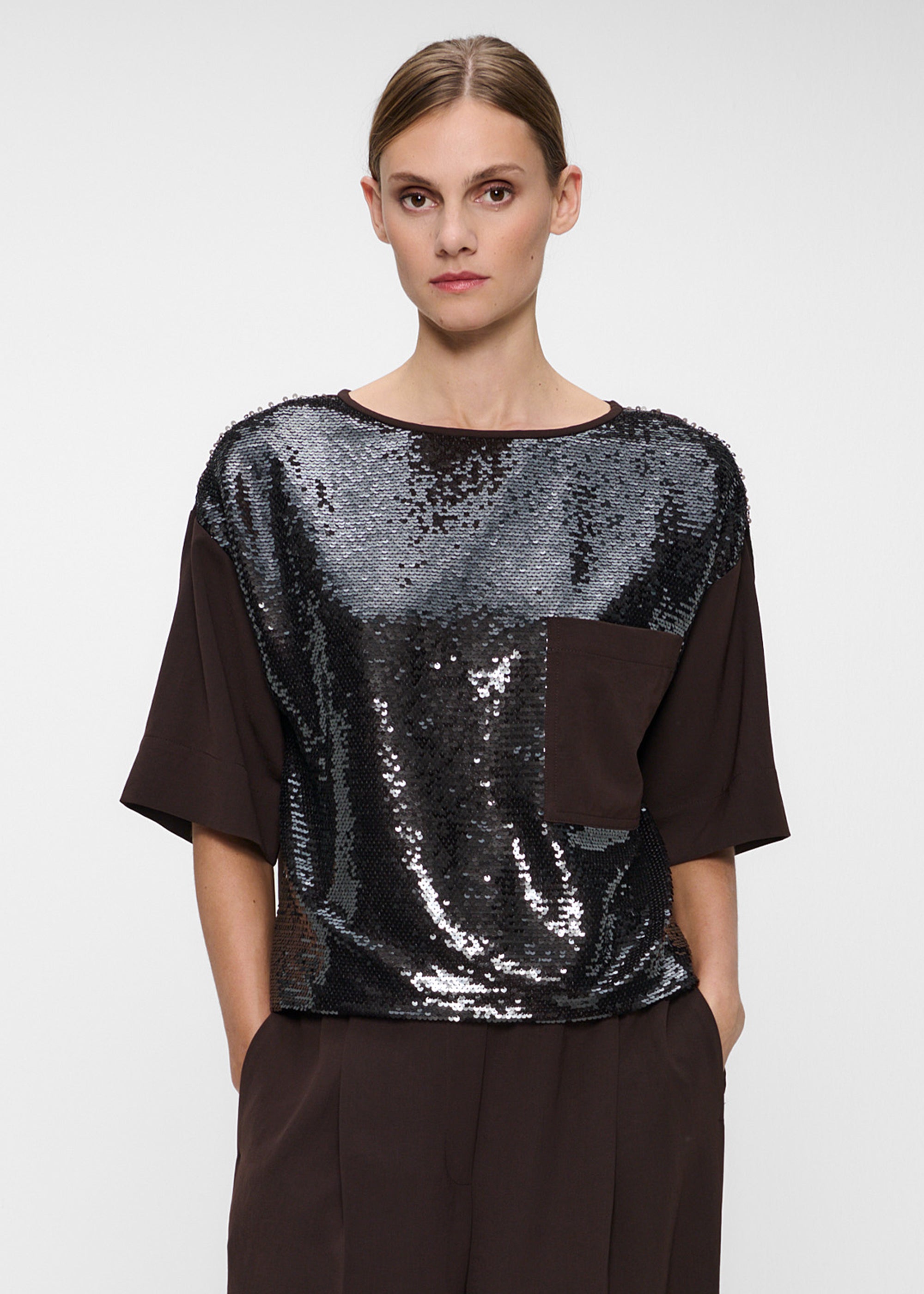 JAPANESE CRÊPE SEQUIN TOP