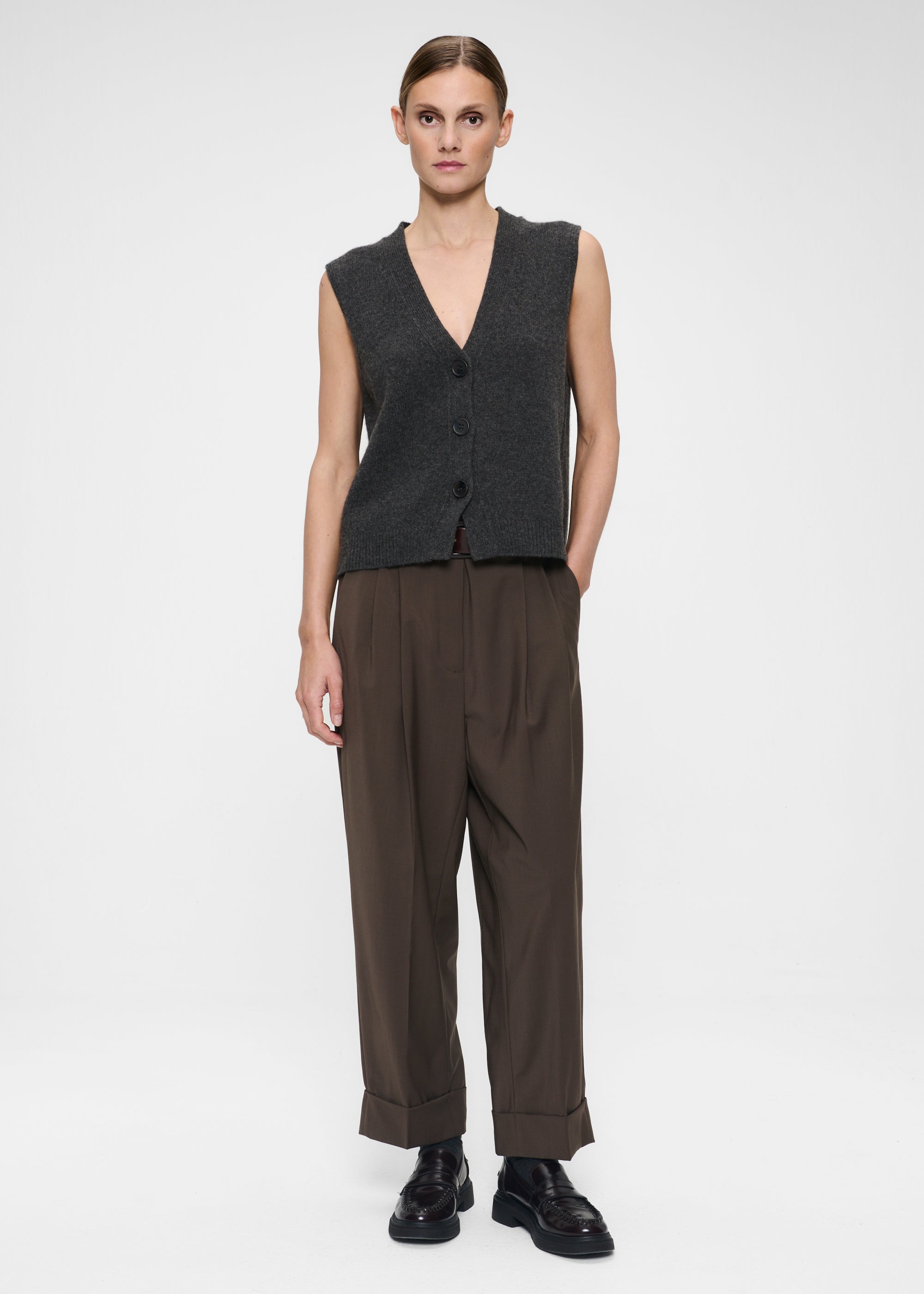 FINE WOOL ZOE TURN-UP PANTS