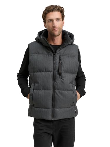 TOM TAILOR Herren Puffer Weste mit Abnehmbarer Kapuze