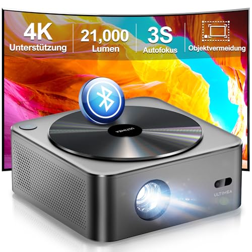 ULTIMEA Beamer WiFi Bluetooth Auto Fokus/Keystone, 700ANSI 21000 Lux, Overheadprojektor 4K, unterstützt Full HD 1080P, Nativ, Heimkino, tragbarer Projektor für iOS Android Phone/TV Stick/Switch