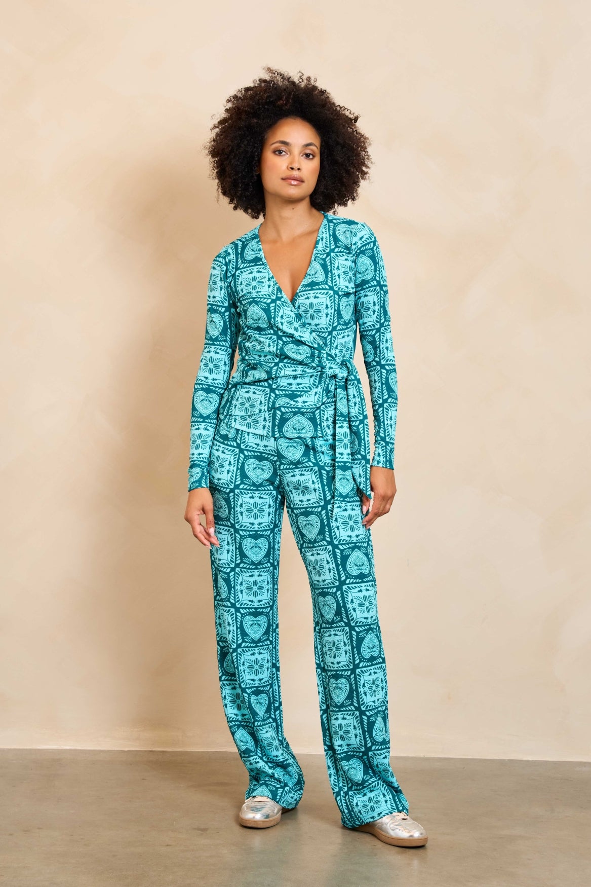 Broek Icelee | Teal Hearts