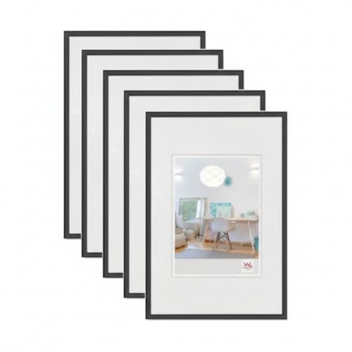 walther design Bilderrahmen schwarz 28x35 cm 5er Pack New Lifestyle Kunststoffrahmen KV835B5