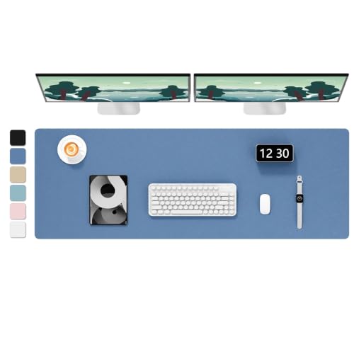 Hsurbtra Schreibtischunterlage,121.9 x 43.2 cm,PU-Leder-Schreibtischmatte,Mauspad,Rutschfester Schreibtischschutz,wasserdichter Schreibtisch-Schreibblock für Büro und Zuhause, Dunkelblau