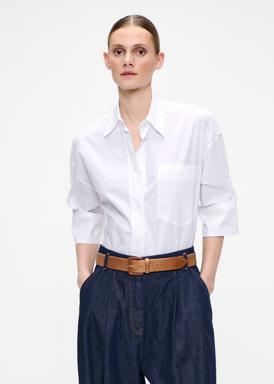 POPLIN CUFFED SHORT SLEEVE SHIRT