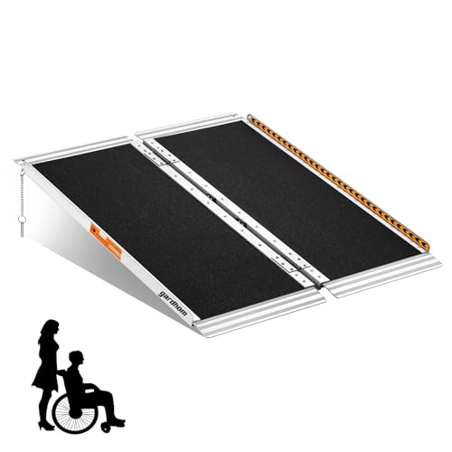 gardhom tragbare, ca. 91 cm Lange Rampe, rutschfest, Aluminium, zusammenklappbar, Rollstuhlrampe für den Hauseingang, behindertengerechte Rampe für Eingang, Schwelle, Türen, Treppen, Bordsteine