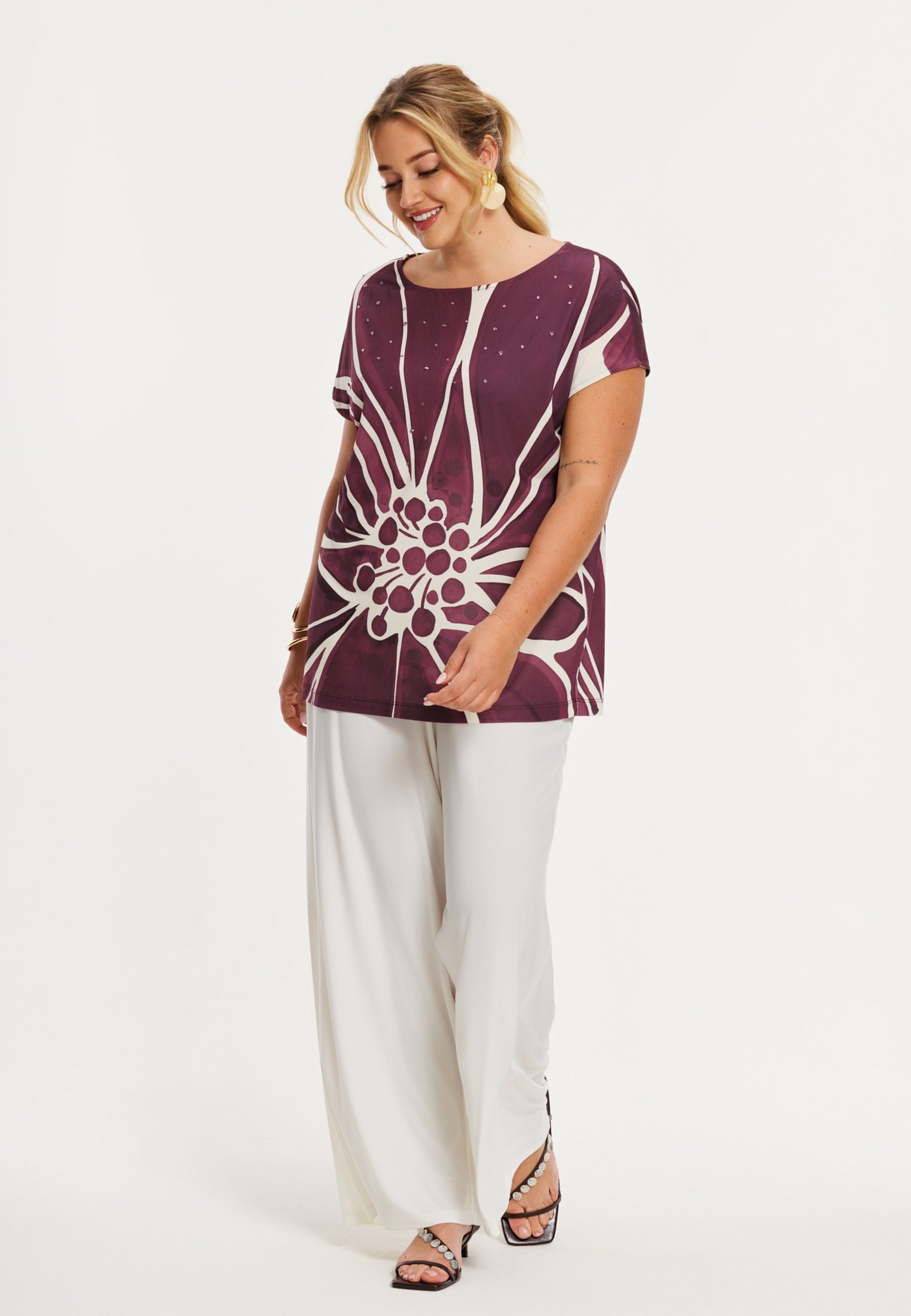 Shirt met kapmouw FLORAL MERLOT
