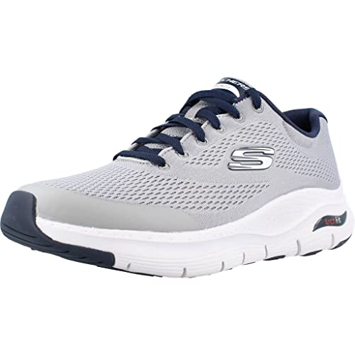 Skechers Herren Arch Fit Sneaker, Gray Textile Synthetic Navy Trim, 42.5 EU
