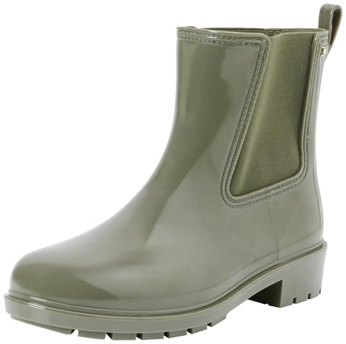 Tommy Hilfiger Damen Gummistiefel Flag Rainboot Rutschfest, Grün (Utility Olive), 39