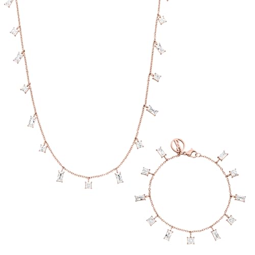 Purelei Confident Set – 2-teiliges Schmuckset mit Powder Kette und Powder Armband – Edelstahl, Zirkonia, verstellbare Längen 16–45 cm – Gold/Silber/Roségold (Rosegold)