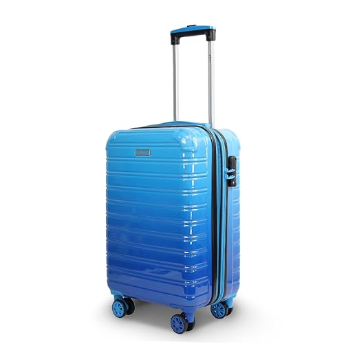 Blade Erweiterbares Handgepäck - Hartschalen Koffer Trolley - Leichter Reisekoffer Handgepäck aus ABS+PC mit TSA Schloss - 4 Spinner Räder Koffer- Rollkoffer (Blau-M)