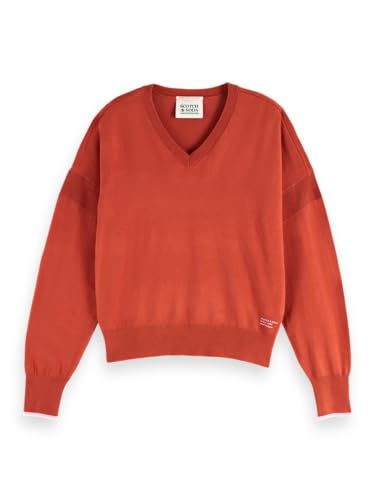 Scotch & Soda Damen Pullover V-Ausschnitt Relaxed Pullover Sweater, Ketchup U602, M
