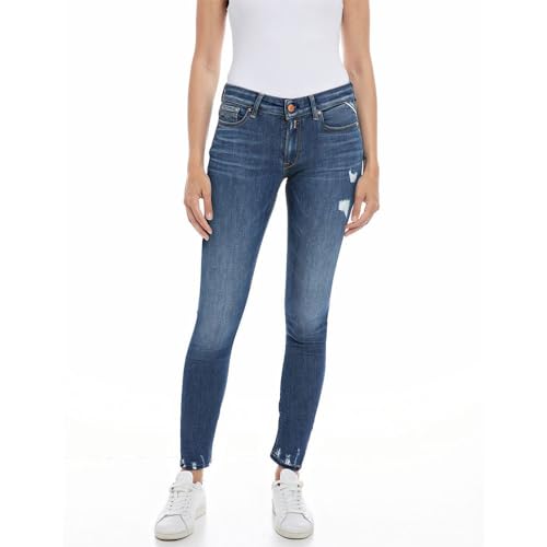 Replay Damen Jeans New Luz Skinny-Fit, Medium Blue 009-3 (Blau), 28W/28L