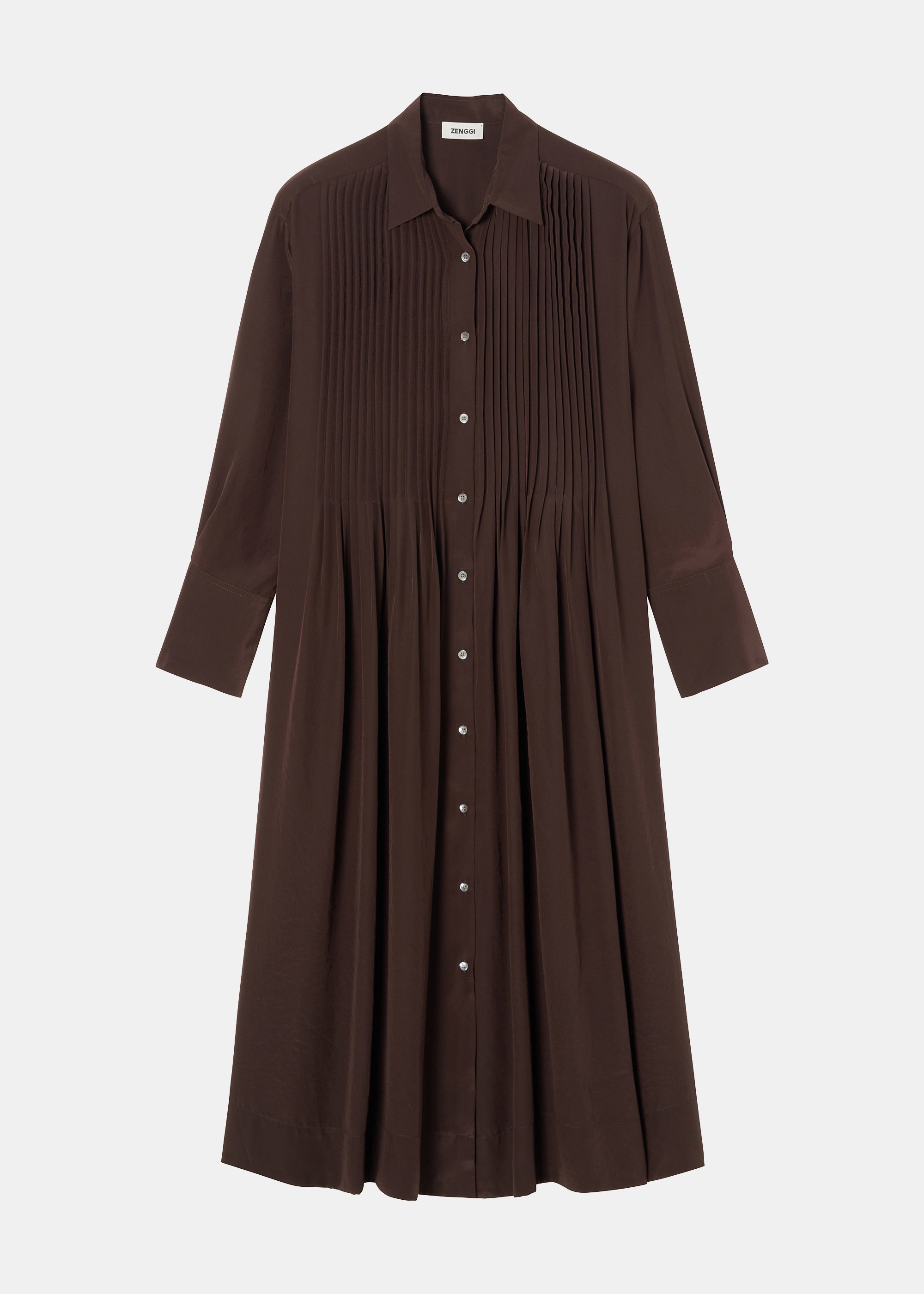 TECHNO SILK PLEATED SHIRT DRESS