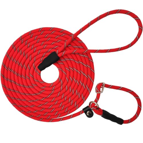 SEPXUFORE Reflektierende Lange Retrieverleine für mittelgroße Hunde, kleine Welpen, Haustiere, 3,6 m, 6,6 m, 15 m, Rot