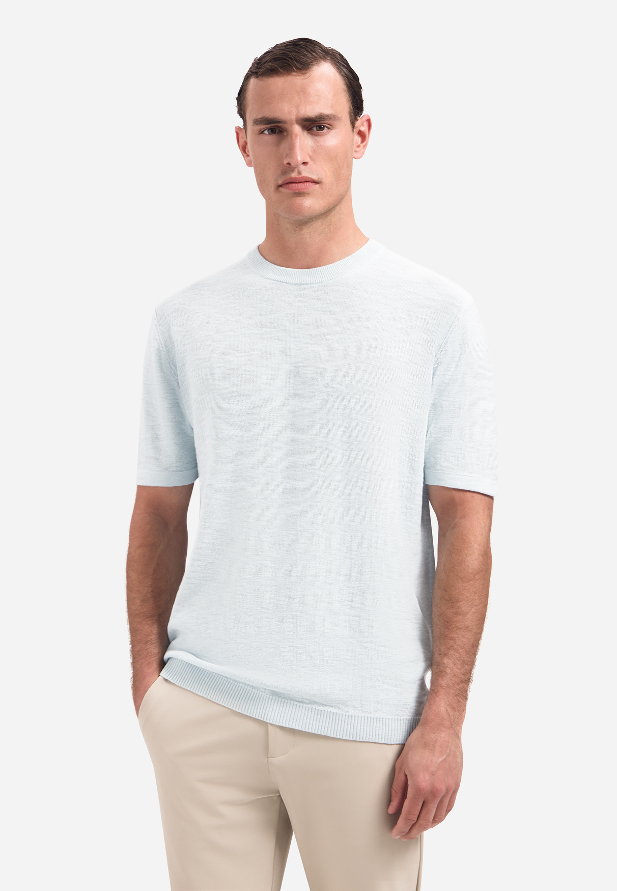 No Excess Pullover Short Sleeve Crew Neck Slub Sky (31240262SN - 134)