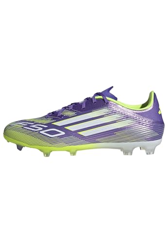 adidas Unisex F50 League Firm Ground Football Boots, Purple Rush/Cloud White/Lucid Lemon, 48 2/3 EU