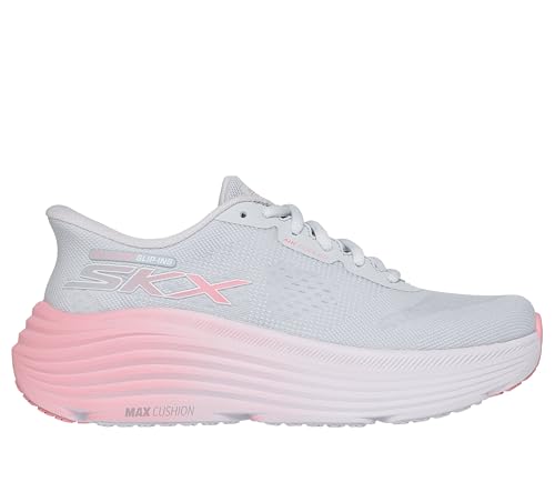 Skechers Damen Max Cushioning Endeavour Hallandale Hands Free Slip-ins Sneaker, Grau/Pink, 37.5 EU