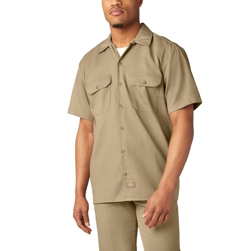Dickies Herren-Arbeitshemd mit kurzen Armen, Khaki, Klein